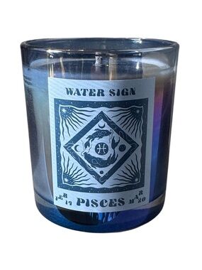 Pisces Water Sign Scented Candle - Iridescent Blue Glass